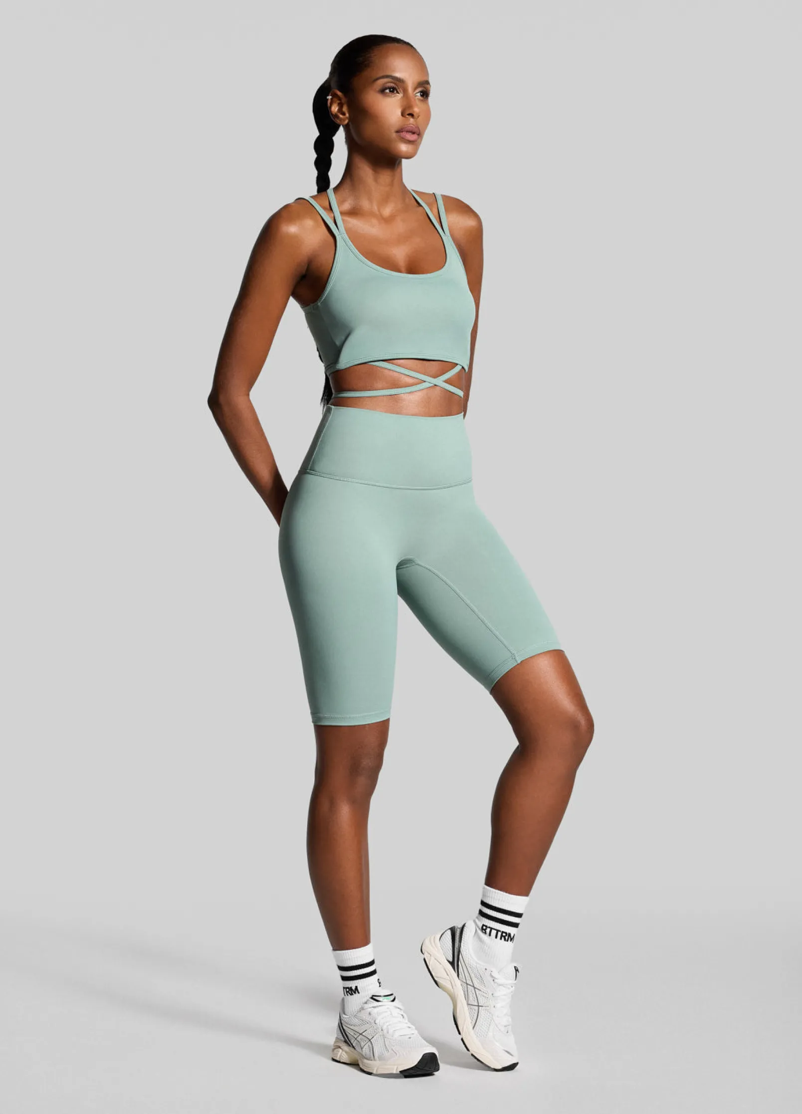 Biker-Shorts mit hohem Bund