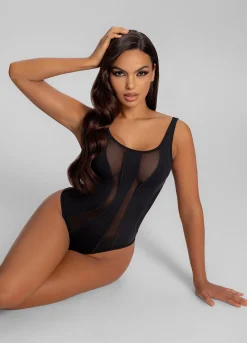 Body mit Mesh-Einsätzen