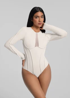 Bodysuit mit V-Mesh-Einsatz