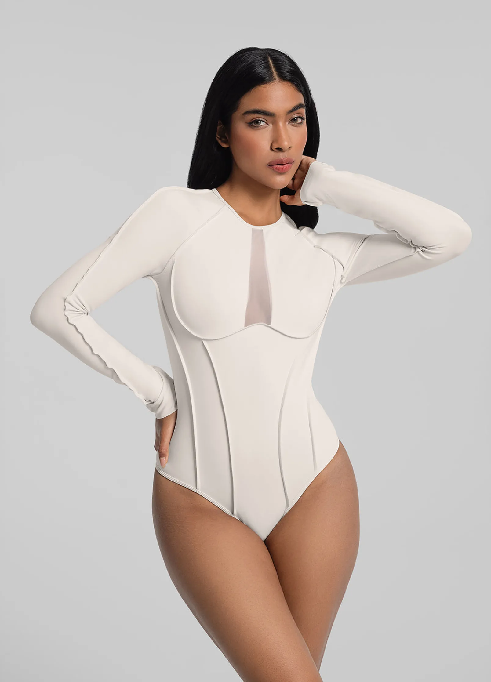 Bodysuit mit V-Mesh-Einsatz