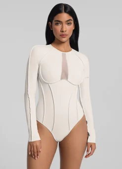 Bodysuit mit V-Mesh-Einsatz
