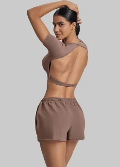 Comfy Mid-Thigh Stretchy Waist French Terry Jersey Shorts