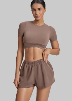 Comfy Mid-Thigh Stretchy Waist French Terry Jersey Shorts