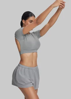 Comfy Mid-Thigh Stretchy Waist French Terry Jersey Shorts
