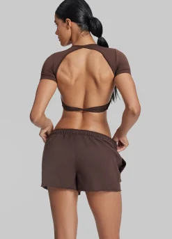 Comfy Mid-Thigh Stretchy Waist French Terry Jersey Shorts