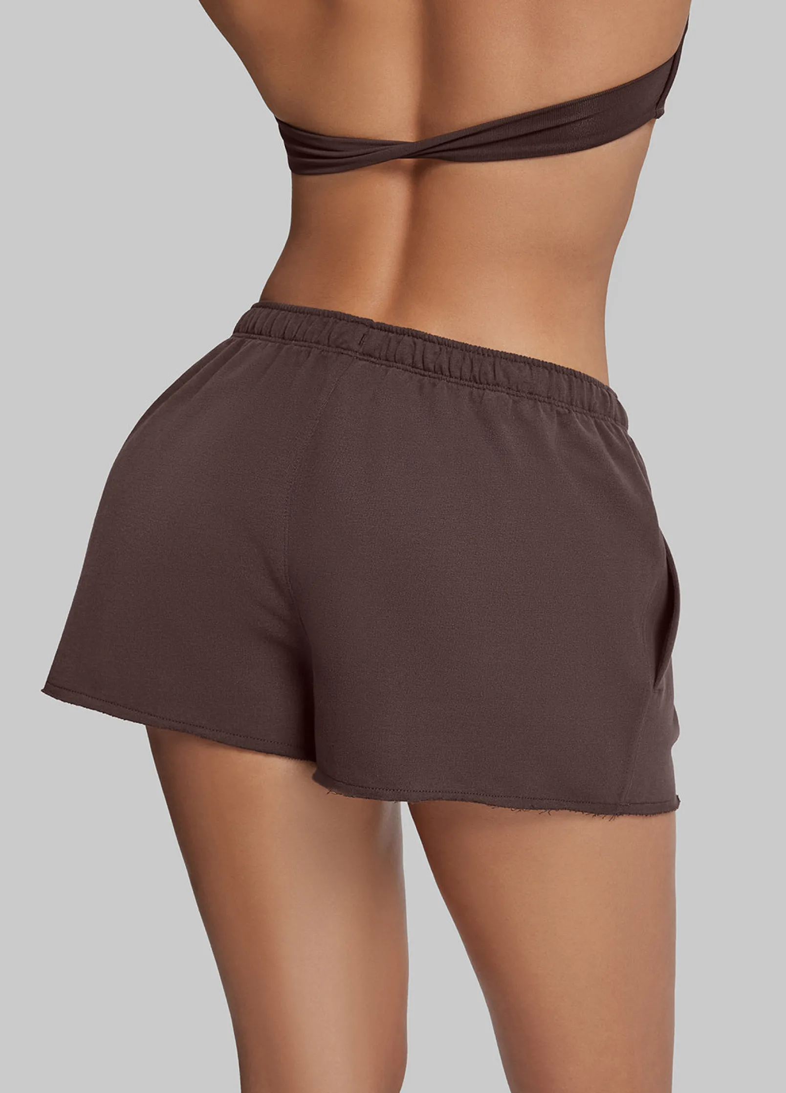 Comfy Mid-Thigh Stretchy Waist French Terry Jersey Shorts