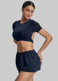 Comfy Mid-Thigh Stretchy Waist French Terry Jersey Shorts