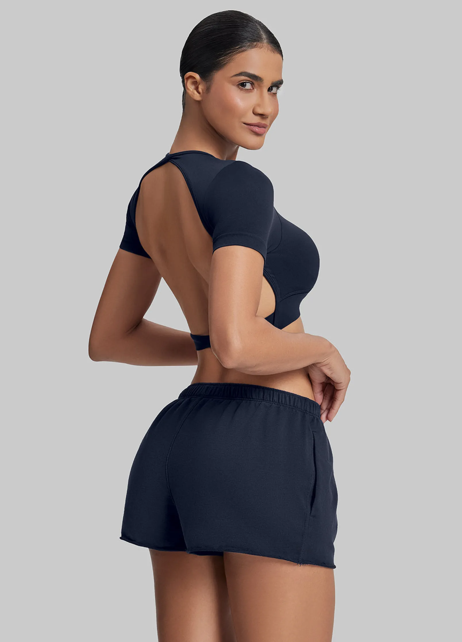 Comfy Mid-Thigh Stretchy Waist French Terry Jersey Shorts