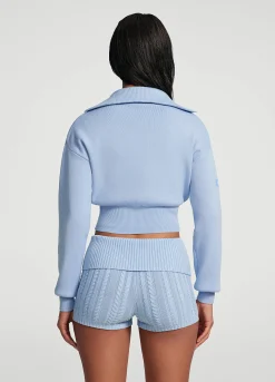 Cropped-Strickjacke mit Reißverschluss