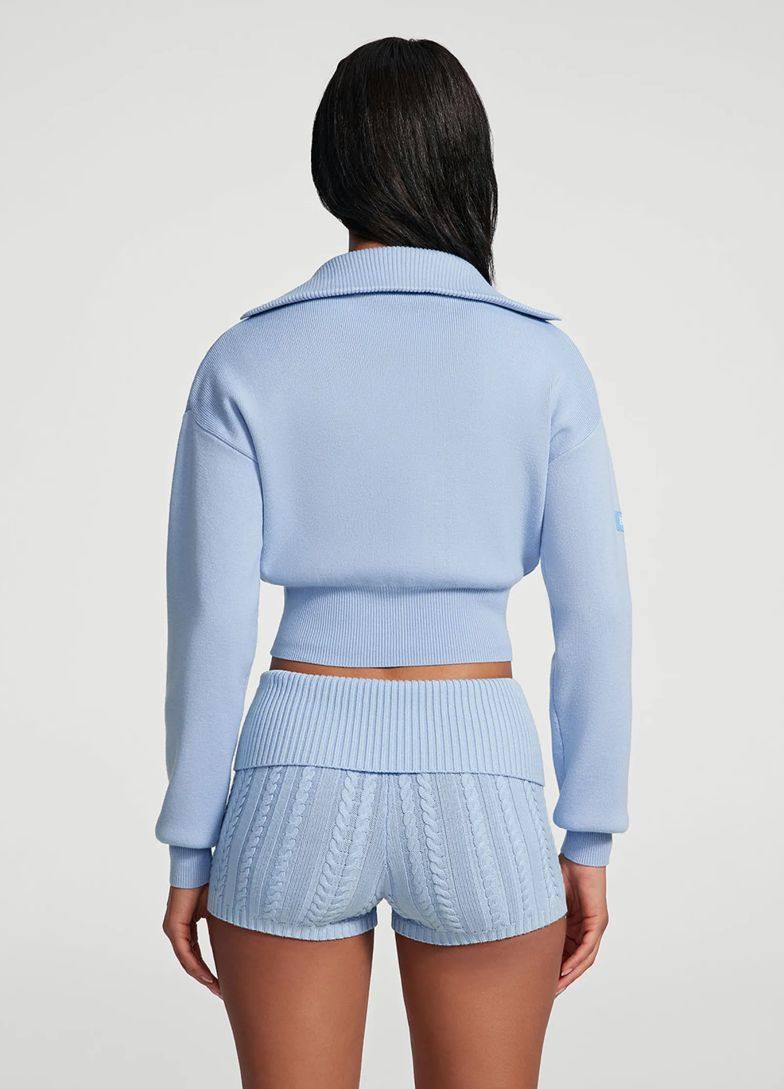 Cropped-Strickjacke mit Reißverschluss