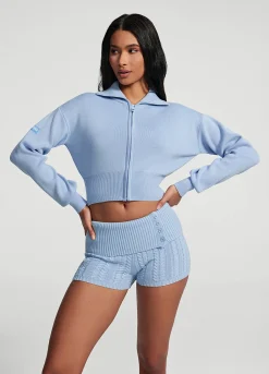 Cropped-Strickjacke mit Reißverschluss