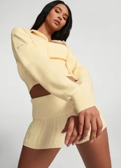 Cropped-Strickjacke mit Reißverschluss