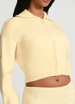 Cropped-Strickjacke mit Reißverschluss