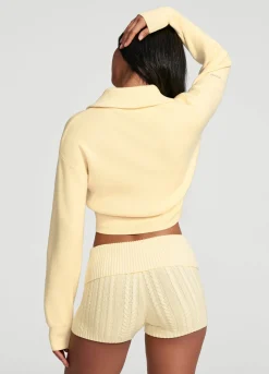 Cropped-Strickjacke mit Reißverschluss