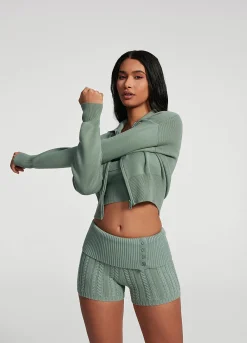Cropped-Strickjacke mit Reißverschluss