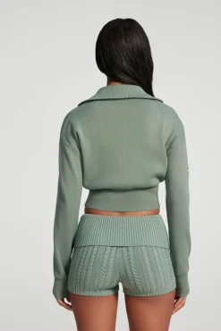 Cropped-Strickjacke mit Reißverschluss