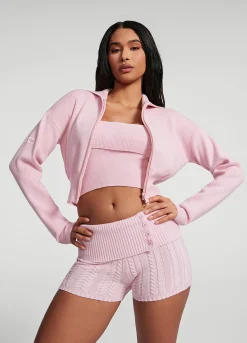 Cropped-Strickjacke mit Reißverschluss