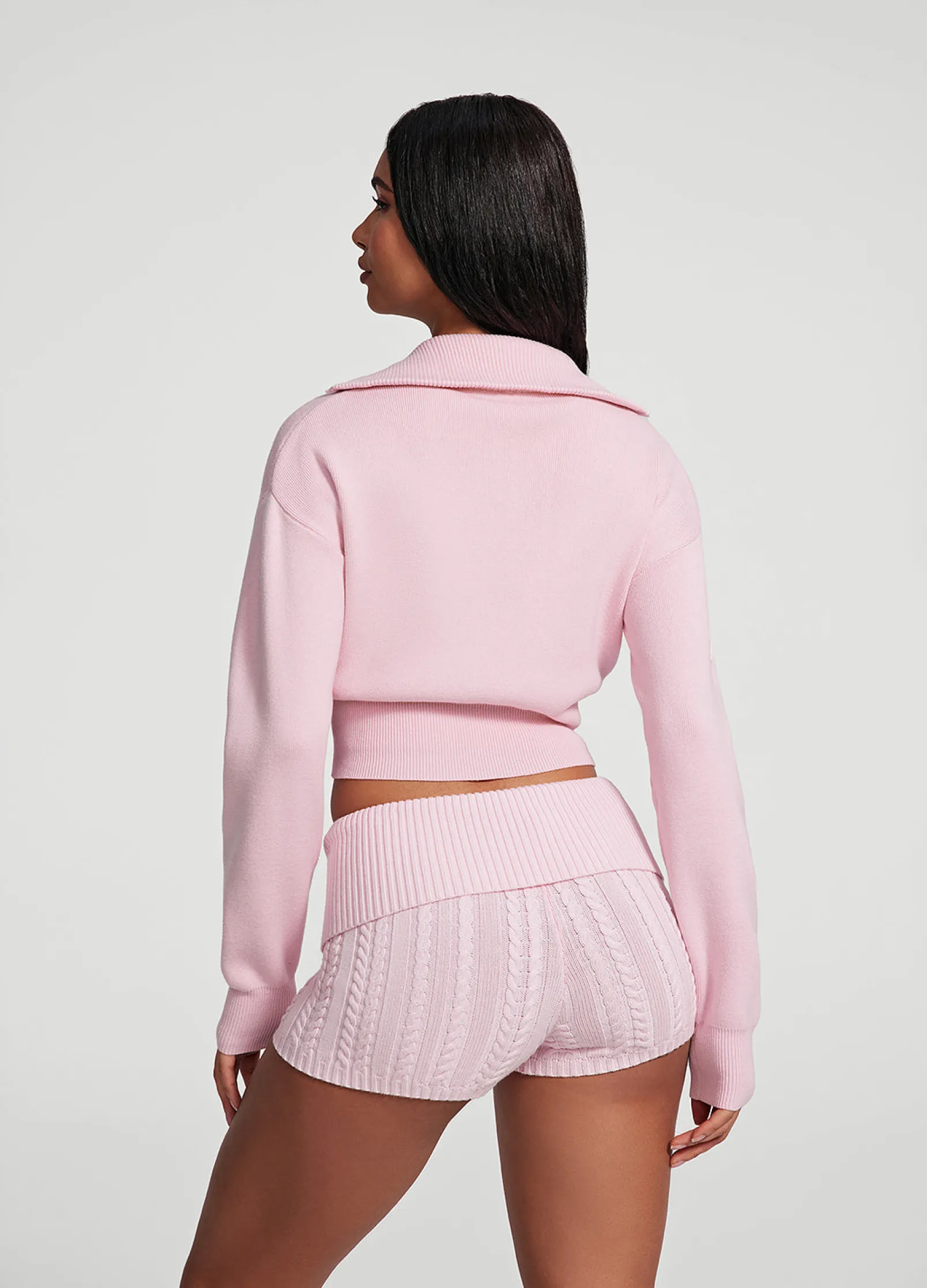 Cropped-Strickjacke mit Reißverschluss