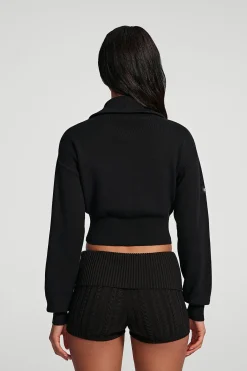 Cropped-Strickjacke mit Reißverschluss