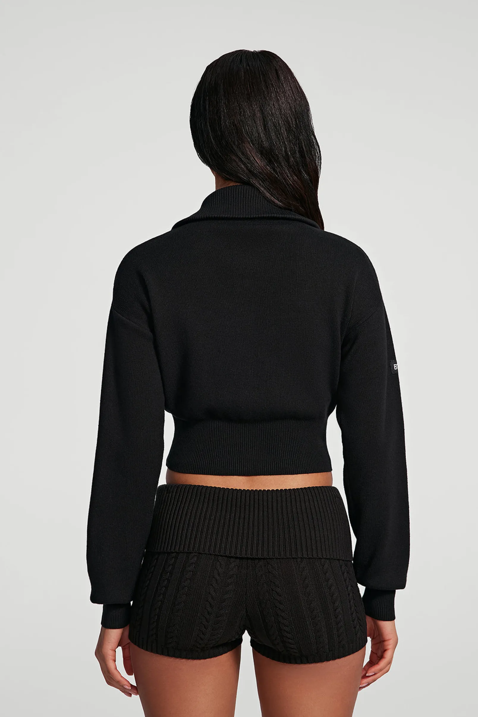 Cropped-Strickjacke mit Reißverschluss