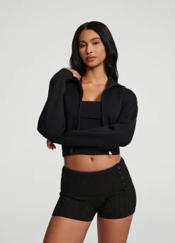 Cropped-Strickjacke mit Reißverschluss