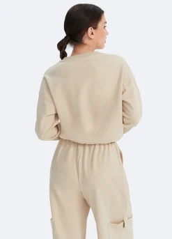 Cropped Sweatshirt mit Kordelzug