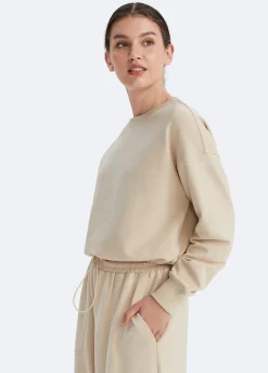Cropped Sweatshirt mit Kordelzug