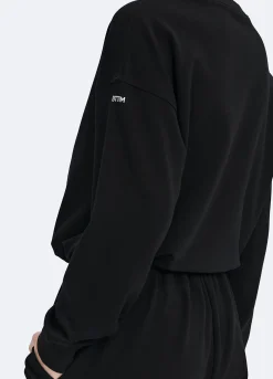 Cropped Sweatshirt mit Kordelzug