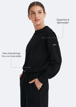 Cropped Sweatshirt mit Kordelzug