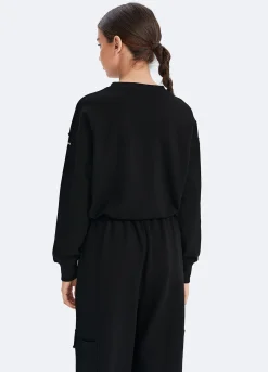 Cropped Sweatshirt mit Kordelzug