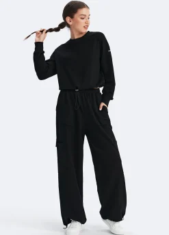 Cropped Sweatshirt mit Kordelzug