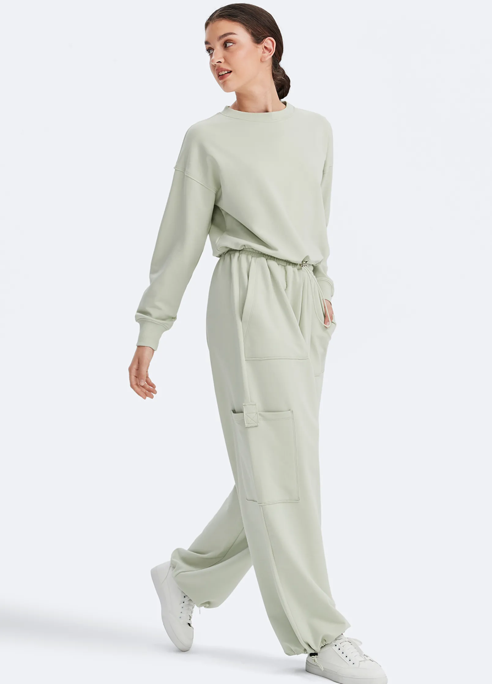 Cropped Sweatshirt mit Kordelzug