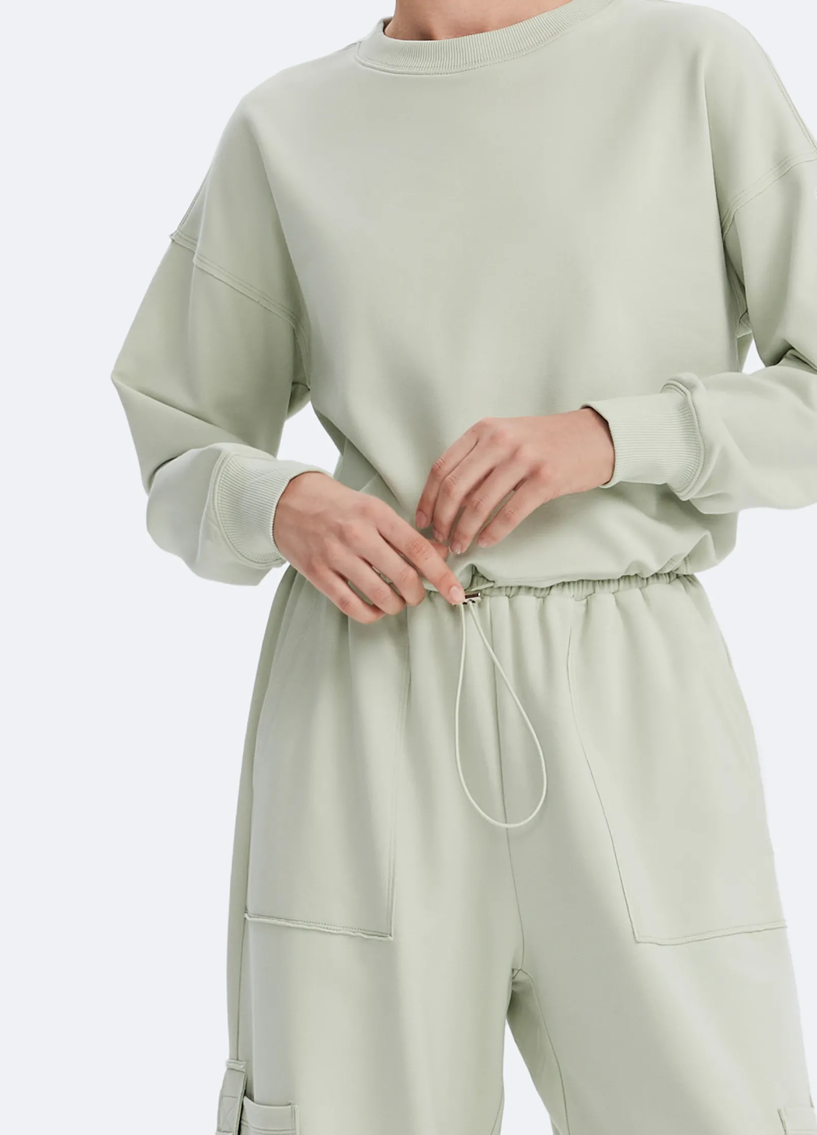 Cropped Sweatshirt mit Kordelzug