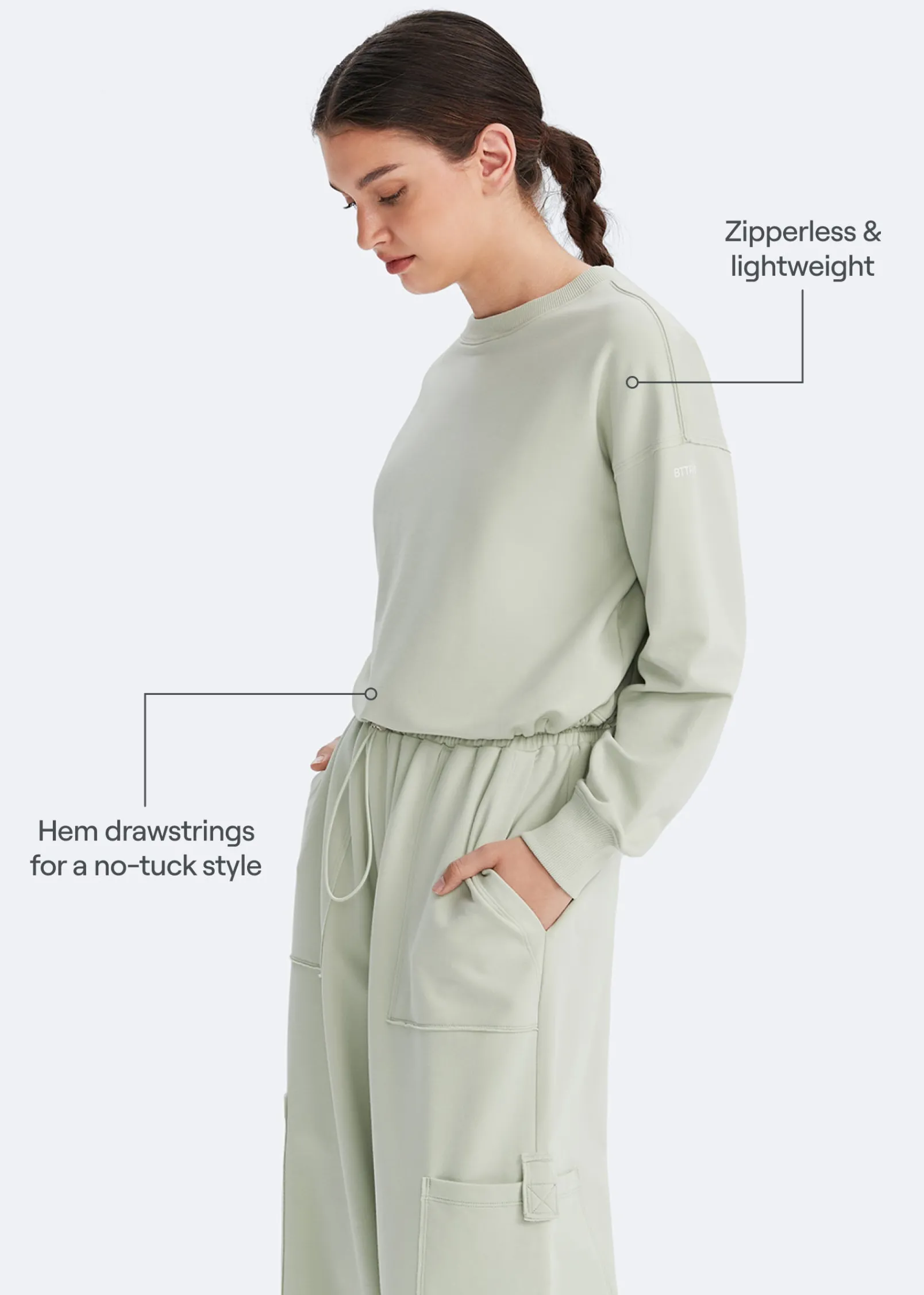 Cropped Sweatshirt mit Kordelzug