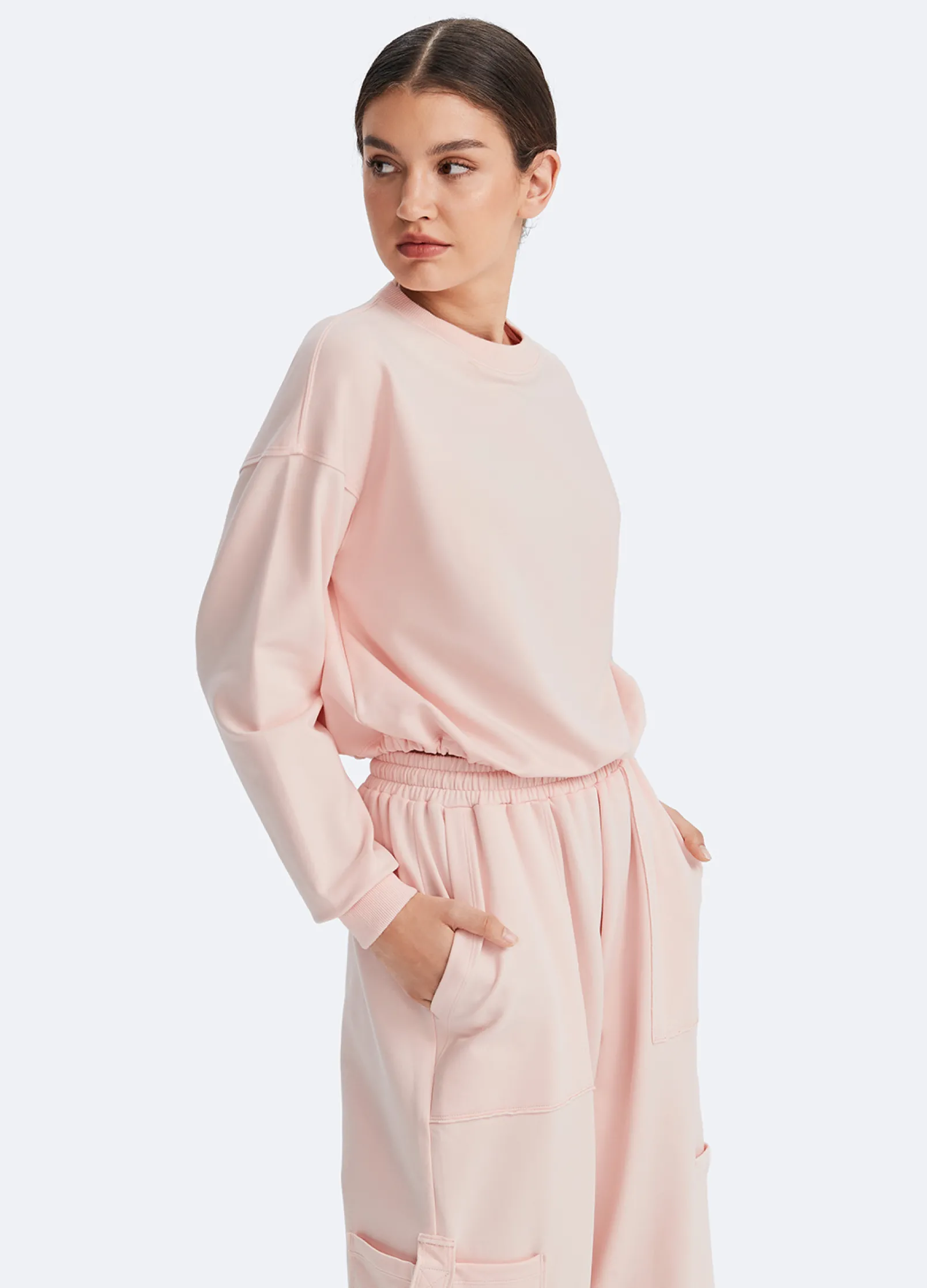 Cropped Sweatshirt mit Kordelzug