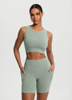 Cropped Tanktop mit hohem Ausschnitt