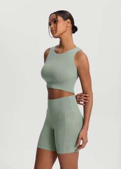 Cropped Tanktop mit hohem Ausschnitt
