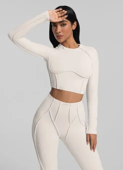 Cropped-Top mit langen Ärmeln