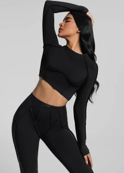 Cropped-Top mit langen Ärmeln