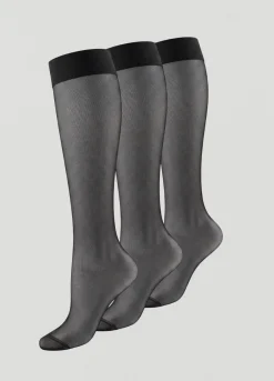 Feine transparente Kniestrümpfe, 3er-Pack
