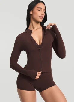 Figurbetonte Langarmjacke mit Reißverschluss