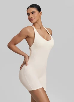 Form-Fitting Shorts Crossback Built-in Bra Sweat-Wicking Bodysuit