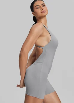 Form-Fitting Shorts Crossback Built-in Bra Sweat-Wicking Bodysuit