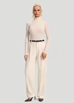 Gerippter Rollkragenpullover aus Wollmischung