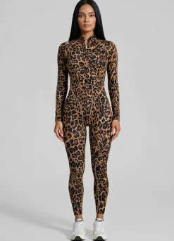 Golden Leopard Closed-Back Catsuit