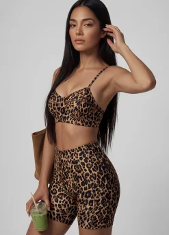 Golden Leopard Contour Stitch Micro Shorts