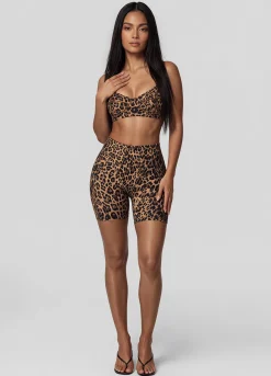 Golden Leopard Contour Stitch Micro Shorts