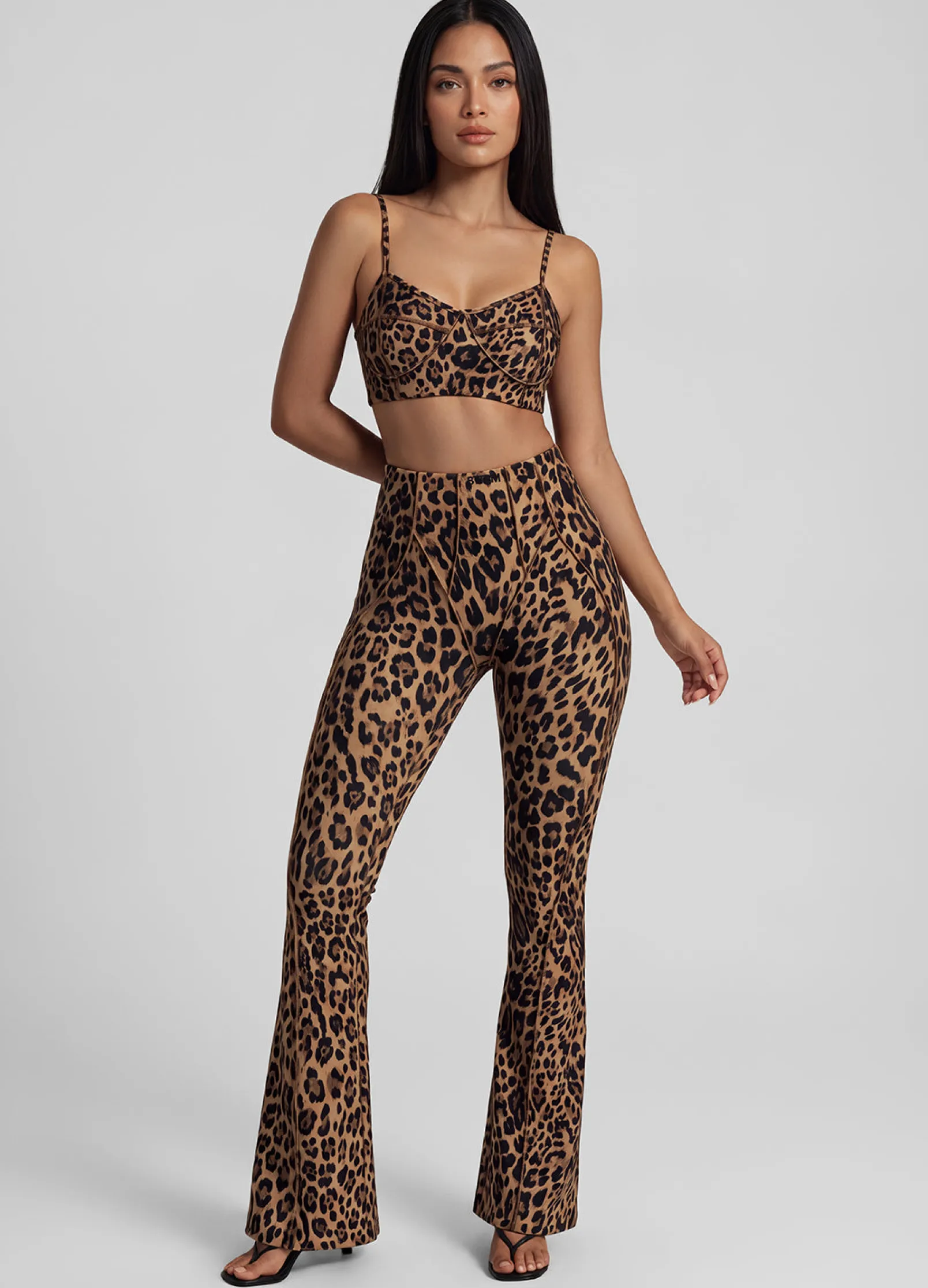 Golden Leopard Longline Flare Leggings