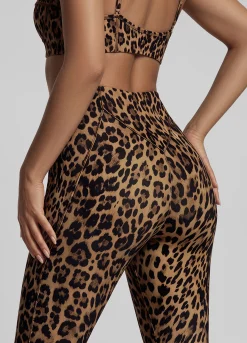 Golden Leopard Longline Flare Leggings