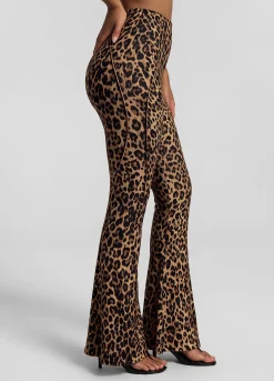 Golden Leopard Longline Flare Leggings